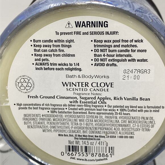 1 Bath & Body Works WINTER CLOVE 3 Wick Scented Wax Candle 14.5 Large - Picture 5 of 5